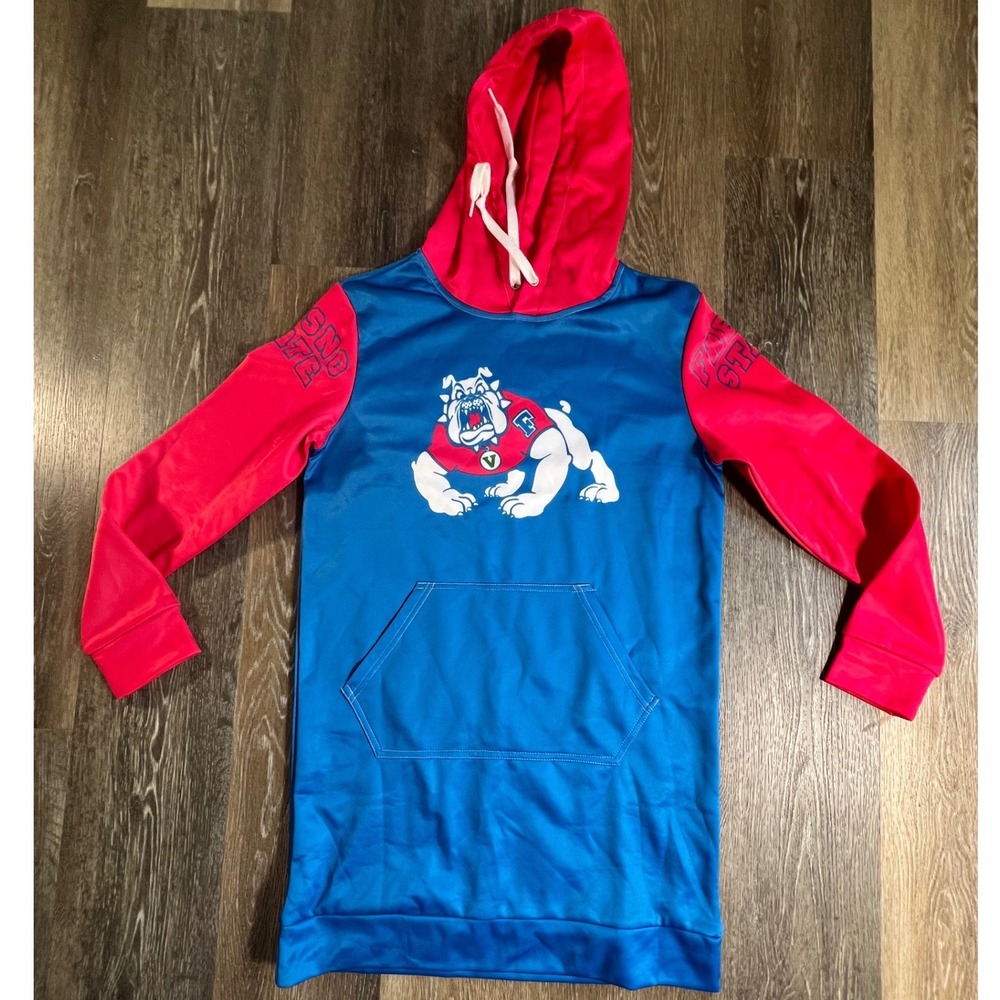 Fresno State Bulldogs Hoodie Dress Womens Small Blue Red Colorblock Mascot Logo